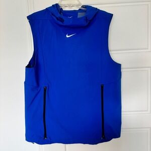 NIKE Alpha Fly Rush Football Vest Hood Ventilated Royal Blue Mens M EUC